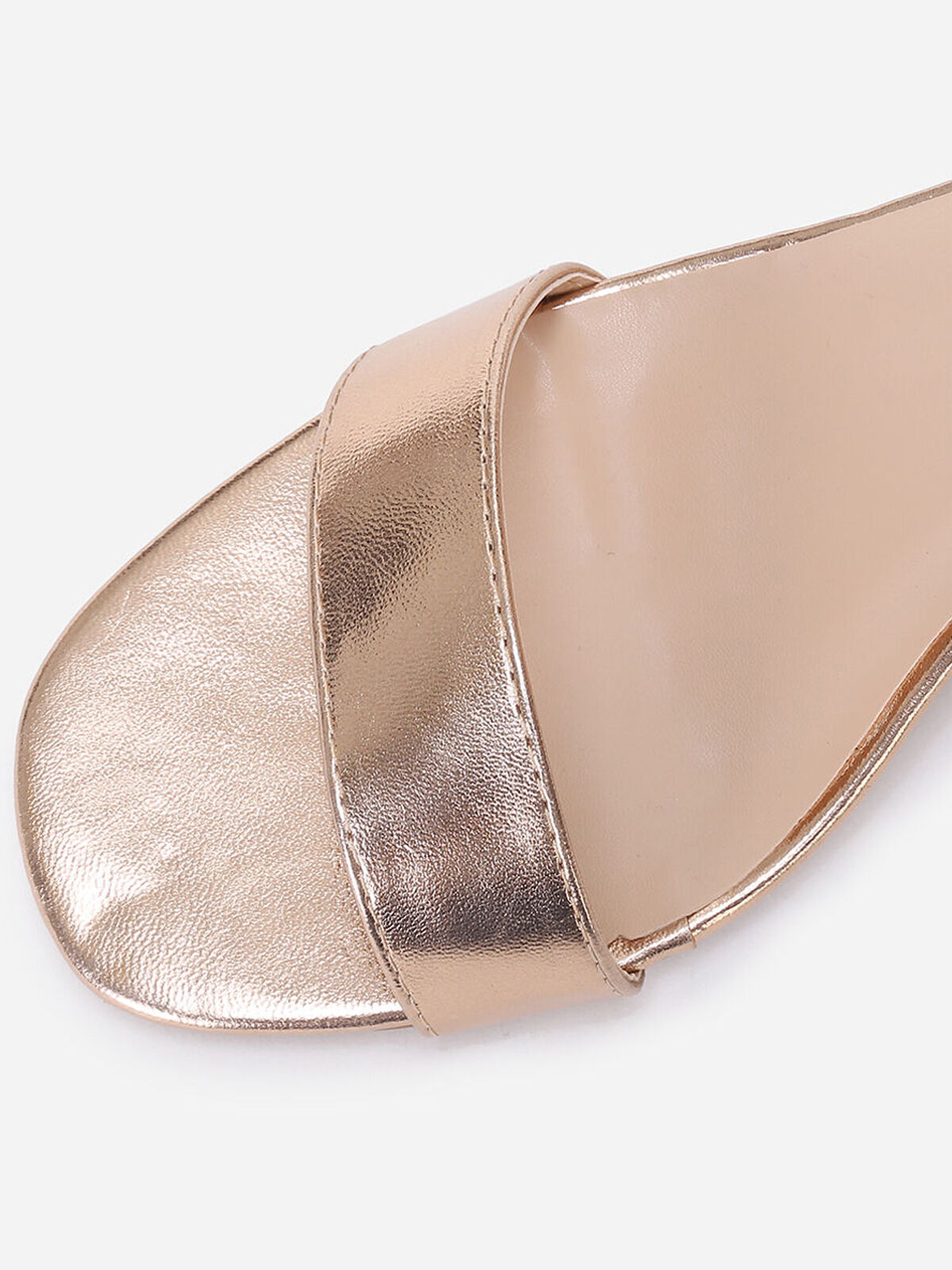 Sandales en simili à petit talon- Doré rose