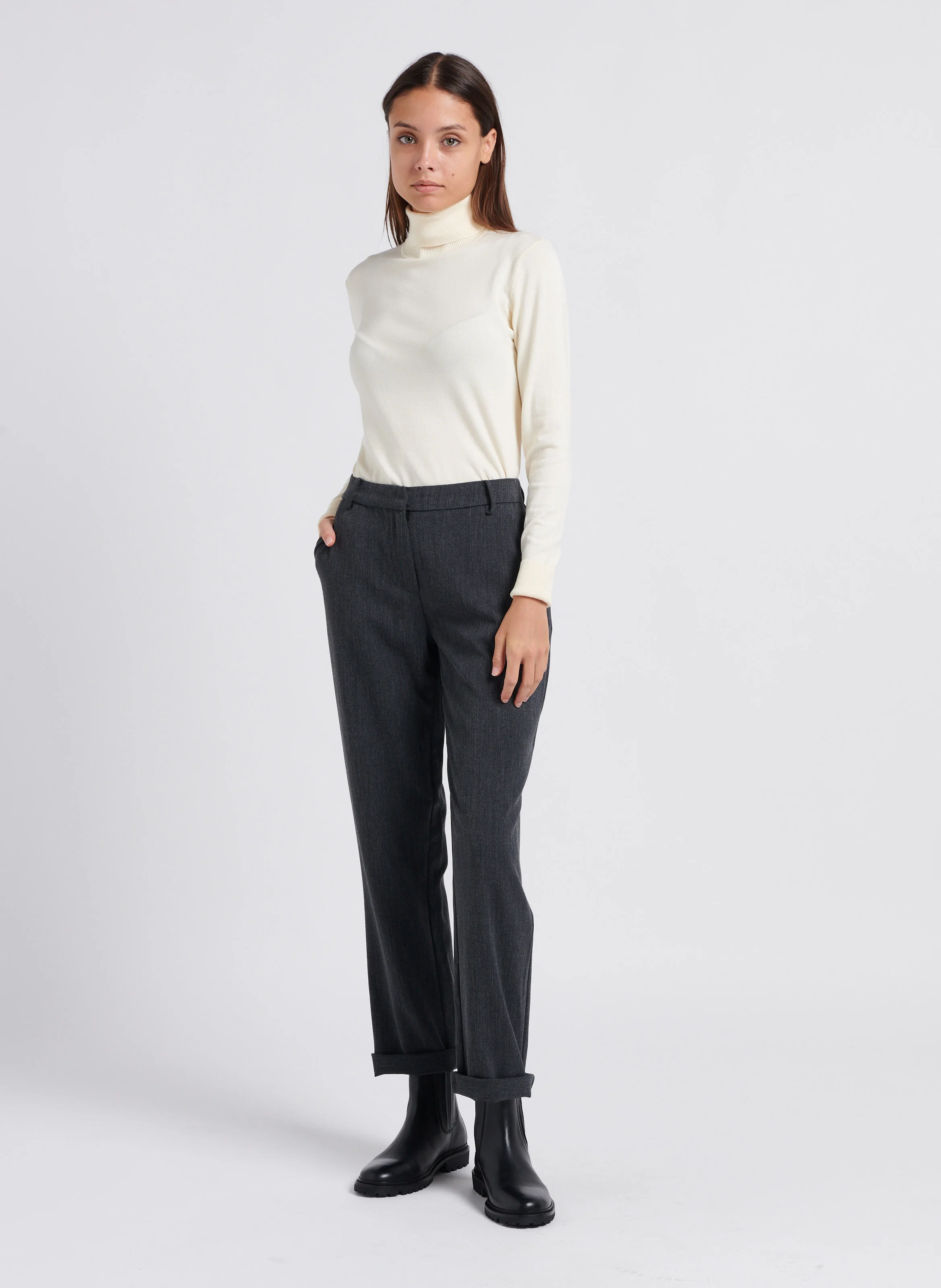 RILEY - Pantalon droit| Gris
