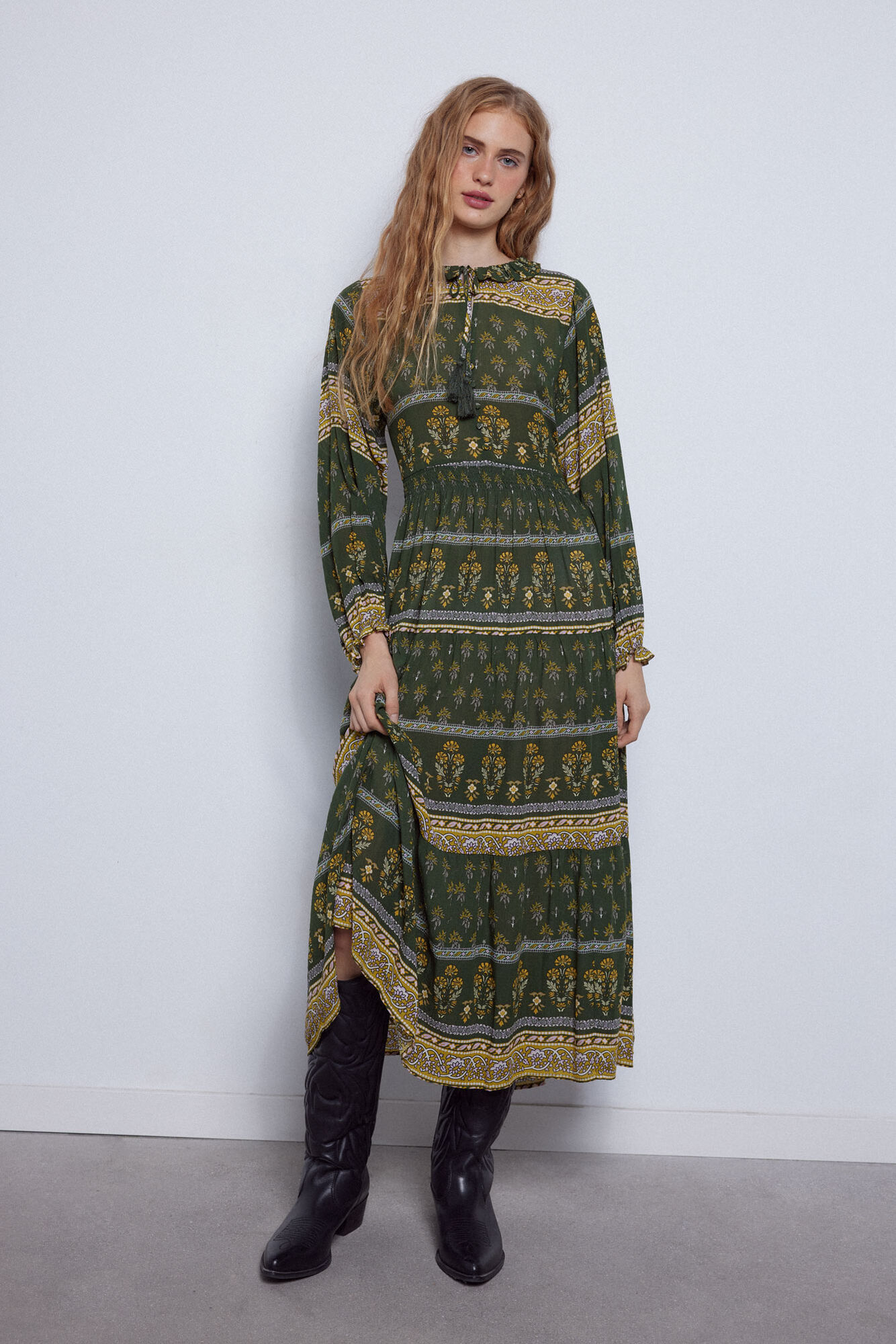 Vestido longo com estampa floral