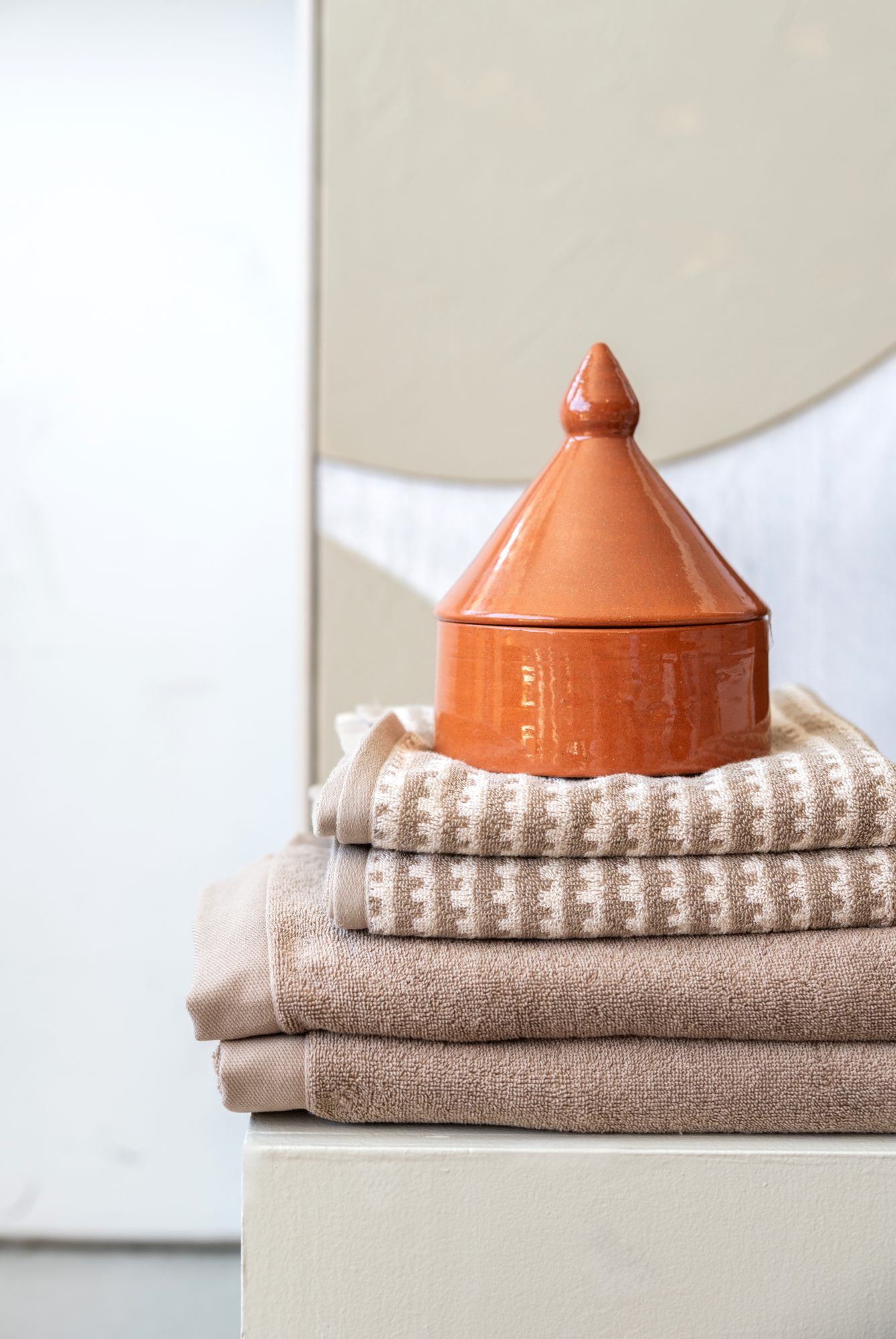 Handdoek Sannah beige 50x100 cm - set van 8