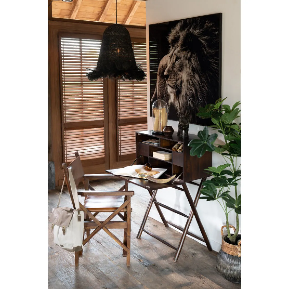 Dansmamaison Déco murale Lion 100x100 cm - Noir/Blanc