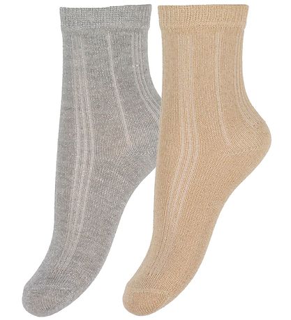 Minymo AnkelStrømper - 2-pak - Pale Gold/Sølver