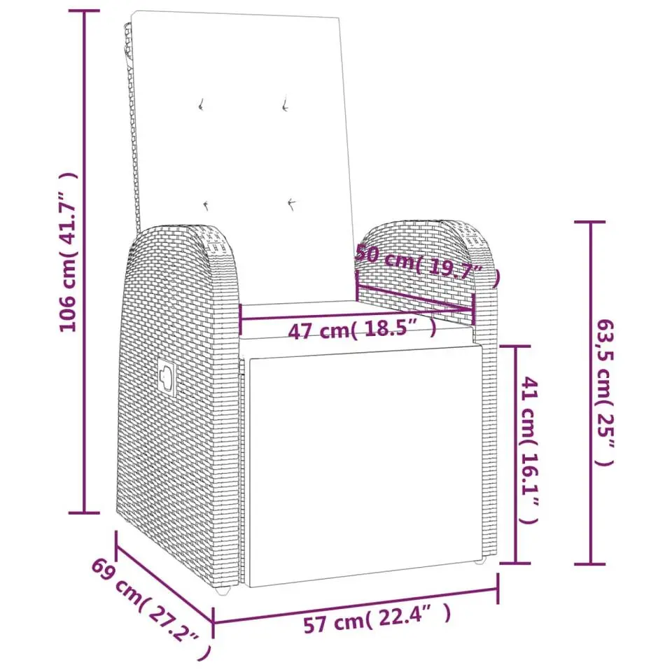 vidaXL - Zitstoel - Grijs - Poly rattan