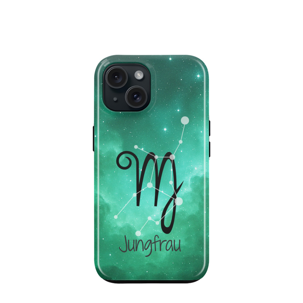 iPhone 15 Hybrid (Kunststoff / Gummi) Hülle Jungfrau 2 - Grün