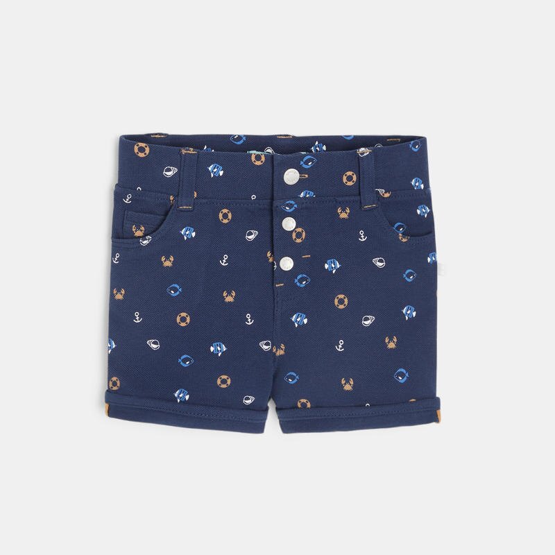 Short maille piquée univers marin bleu bébé garçon Bleu