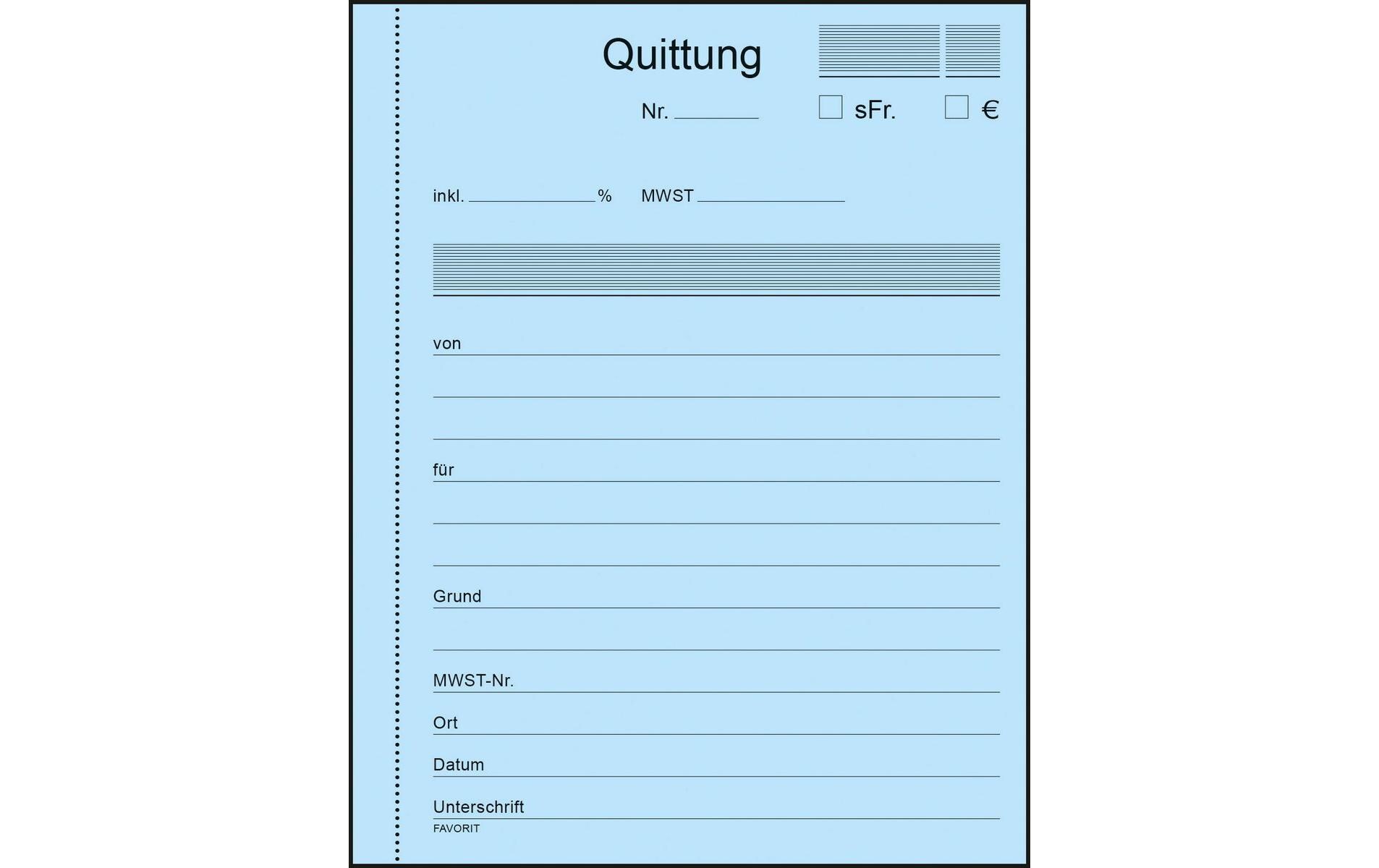 Durchschreibeblock 113 x 144 mm Quittungen, Blau/WeissBlock mit Quittungen
