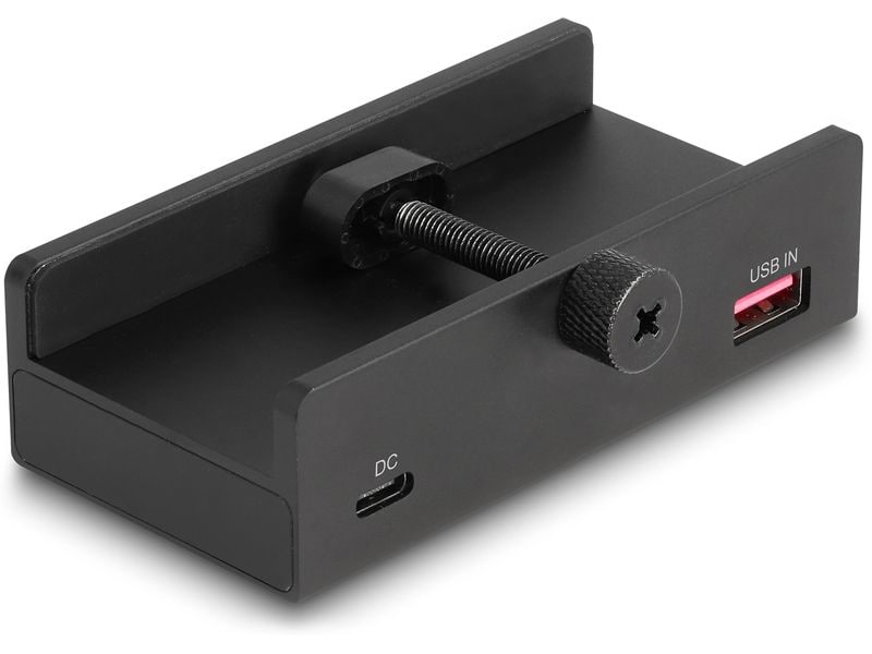 Delock Externer USB-Hub 5 Gbps Externer USB-Hub mit 3 Anschlüssen, USB Typ-A/Type-C und Kartenleser mit Feststellschraube