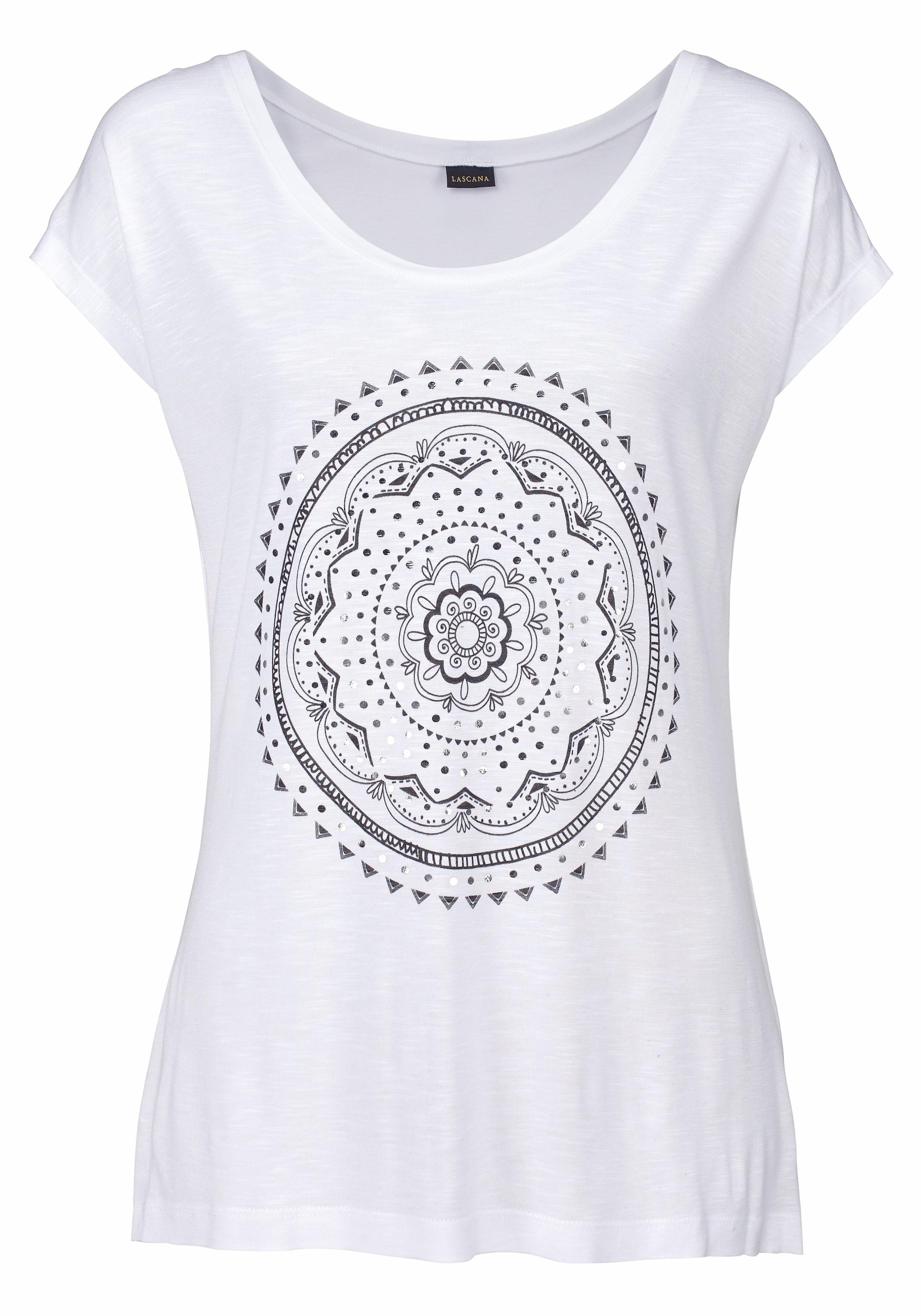 LASCANA Strandshirt mit Print und glänzendem Effekt, Ethno-Look, casual