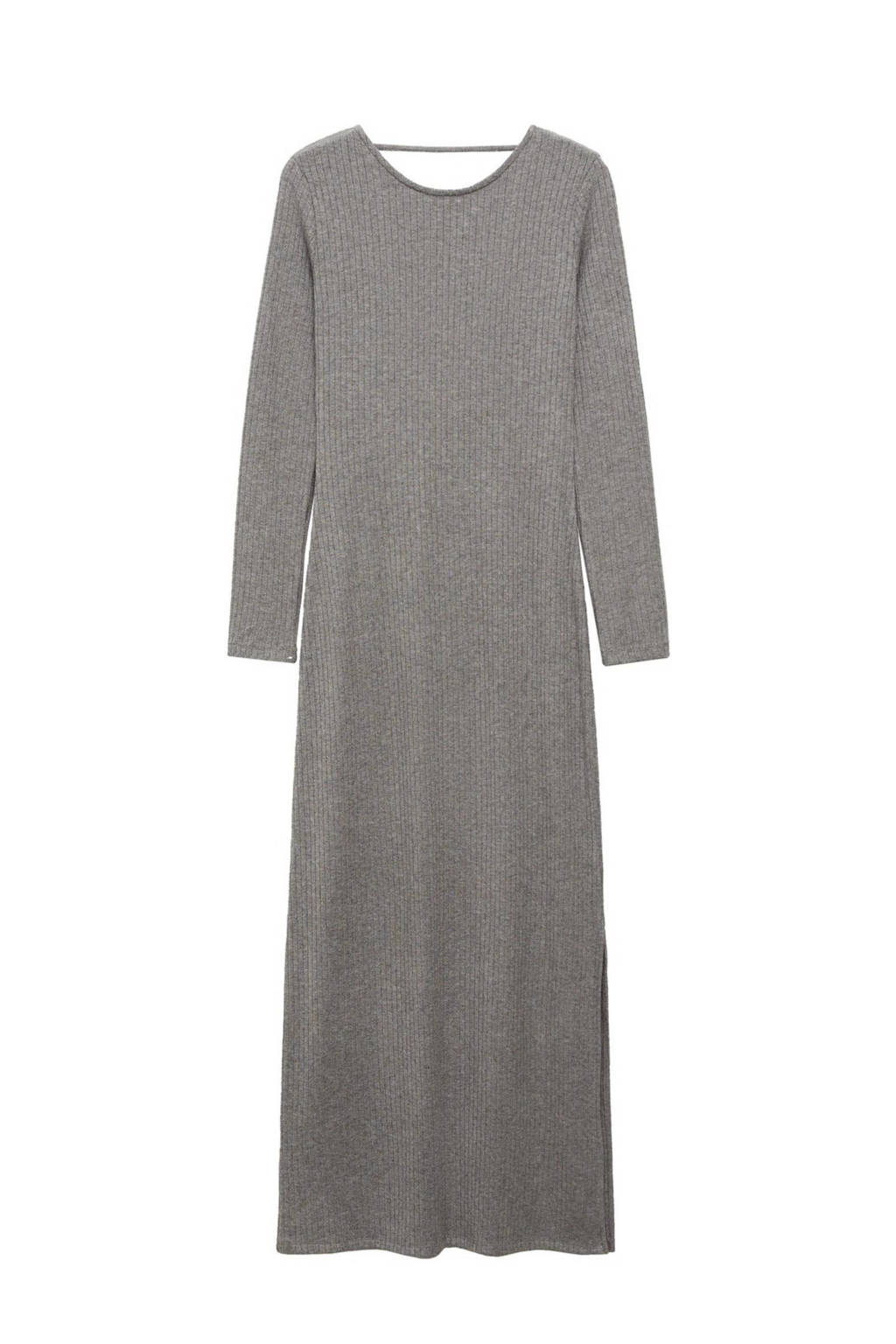 MANGO TEEN ribgebreide maxi jurk middengrijs
