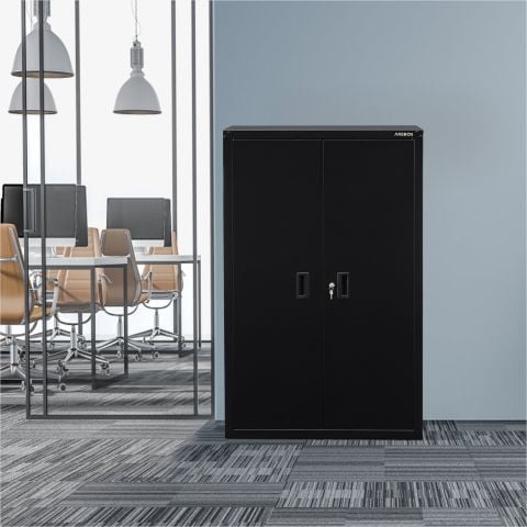 Aktenschrank_Garagenschrank 140 x 90 x 40 cm Schwarz