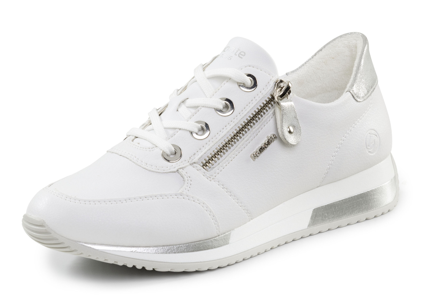 Remonte Schnür-Sneaker mit silberfarben schimmerndem Kontrast-Besatz