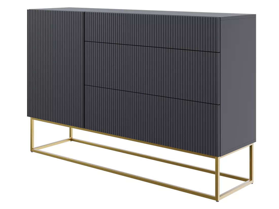 Commode à une porte avec tiroirs - 140 cm - noir - VELDIO