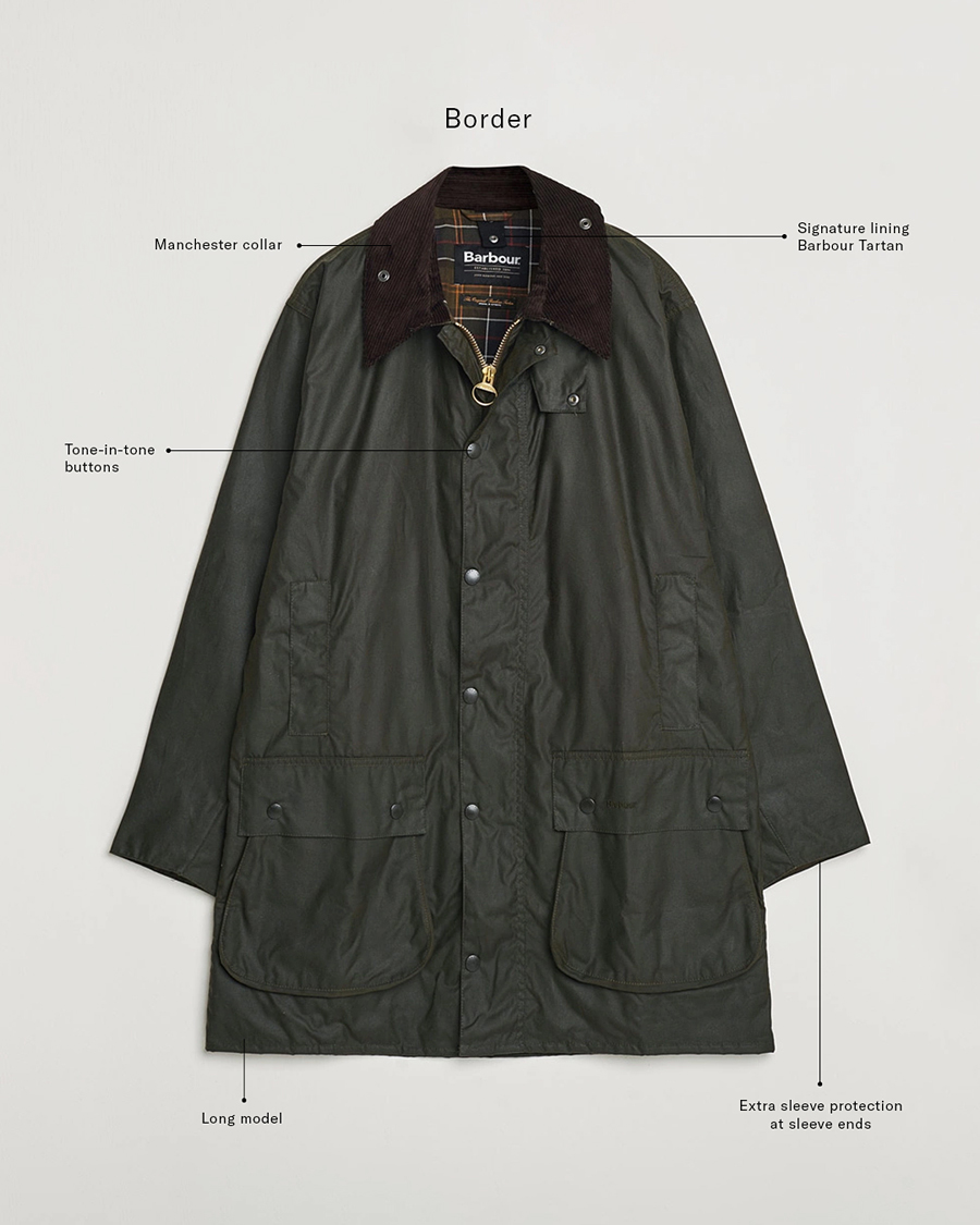 Barbour Lifestyle Border Wax Coat Archive Olive