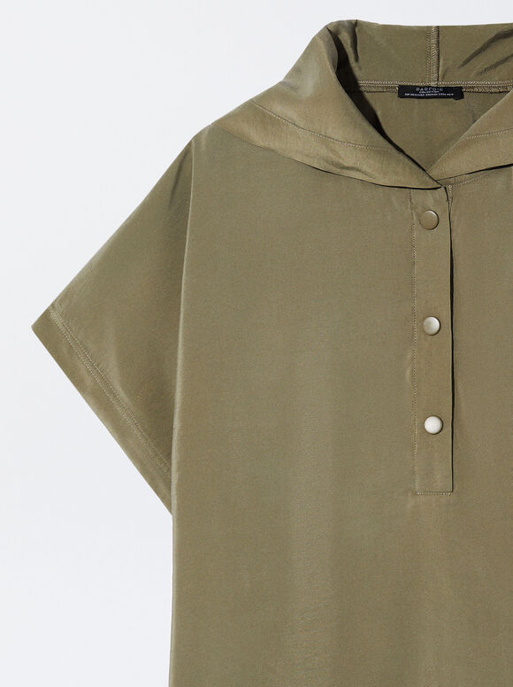 Camisa com capuz fluida - Cáqui