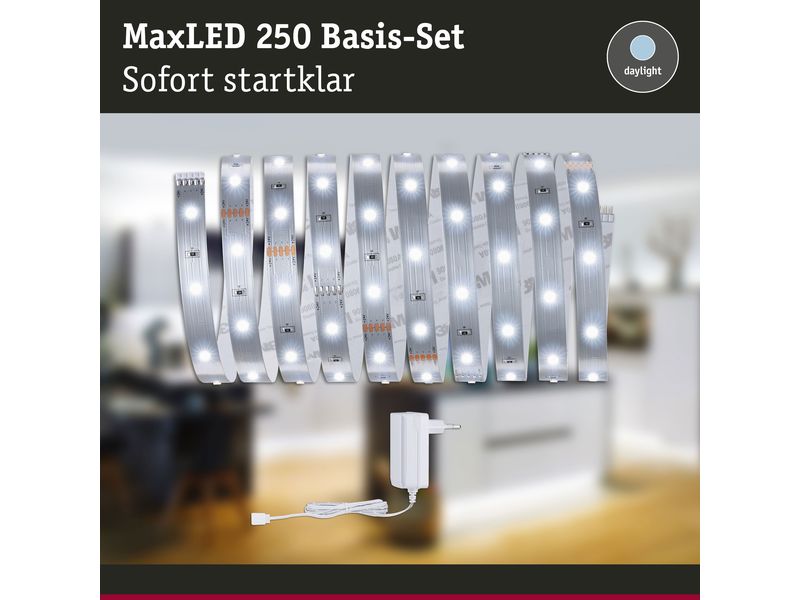 Paulmann LED-Stripe MaxLED 250 6500 K, 3 m Basisset Unbeschichteter LED-Streifen, kürzbar