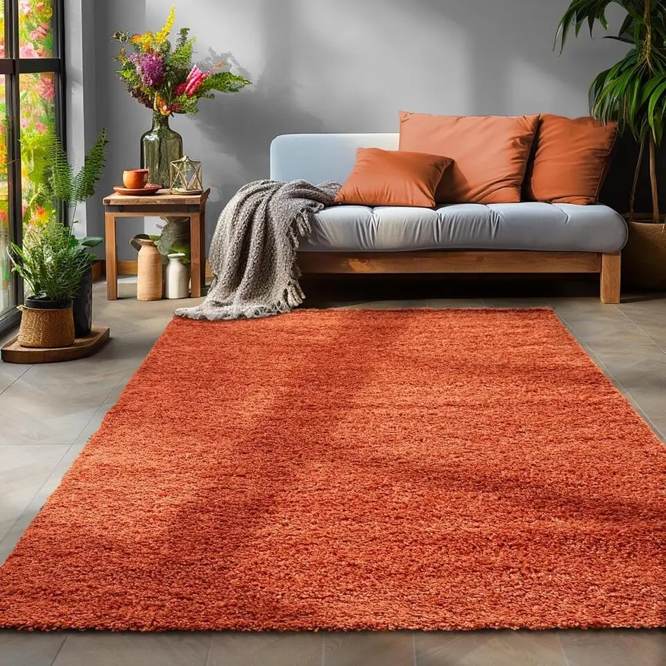 Basic Shaggy vloerkleed Terra / Oranje Hoogpolig - 200x290 CM