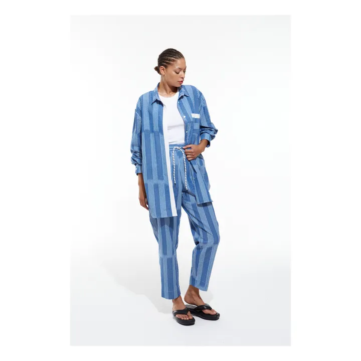 Mapoésie Pantalon Brando Lueur Seersucker | Bleu