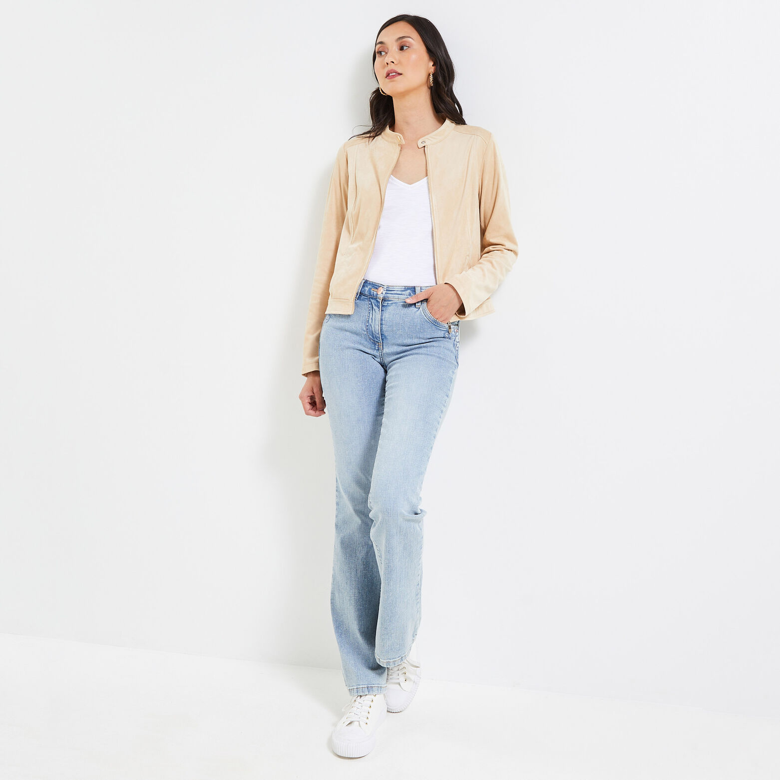 Blouson zippé en suédine