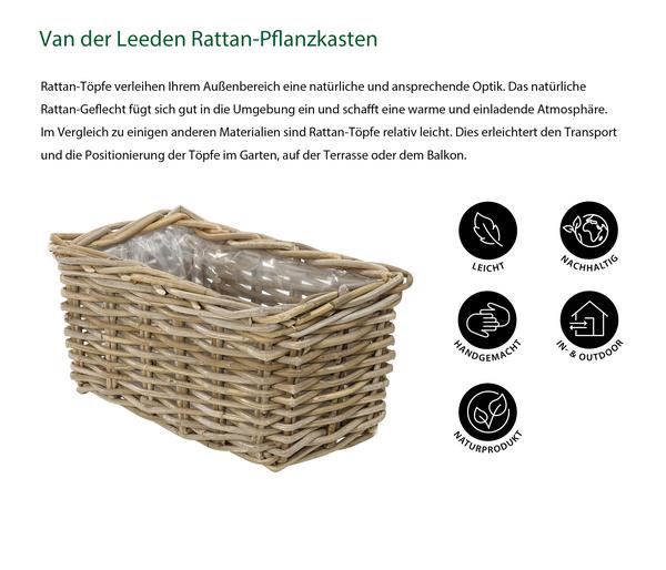 Van der Leeden Rattan-Pflanzkasten, graubraun