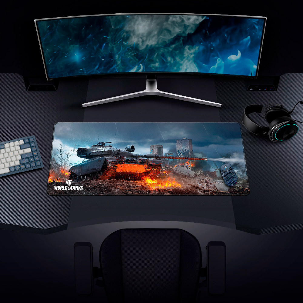 (90x42cm) World of Tanks Gaming Mauspad Mausmatte mit Rutschfester Unterseite - Centurion Action X Fired Up