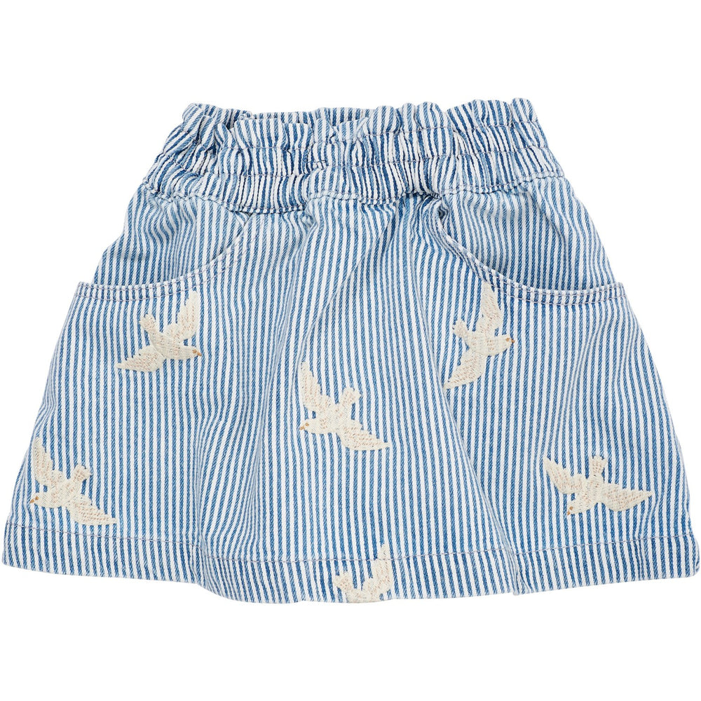 Køb COPENHAGEN COLORS Denim Blue Stripe Y/D Twill Nederdel W. Embroirdey