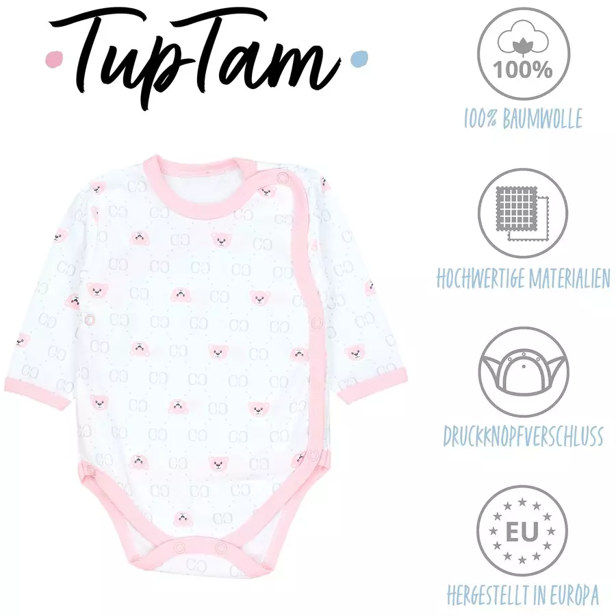 TupTam Baby Langarm Wickelbody im 5er Set apricot