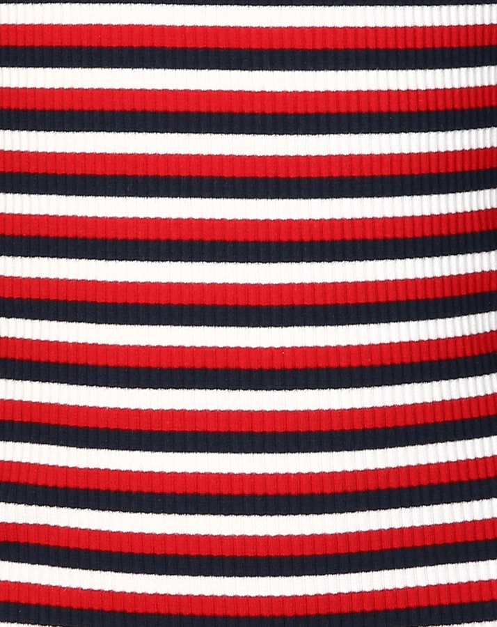 Langarm-Shirt STRIPE RIB KNIT in rot/weiß