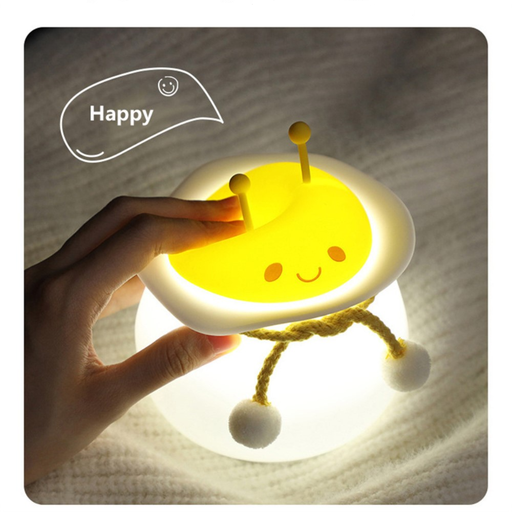 USB Silikon Katze Kinder Nachtlicht LED Lampe mit Touch Funktion - Weiss / Blau