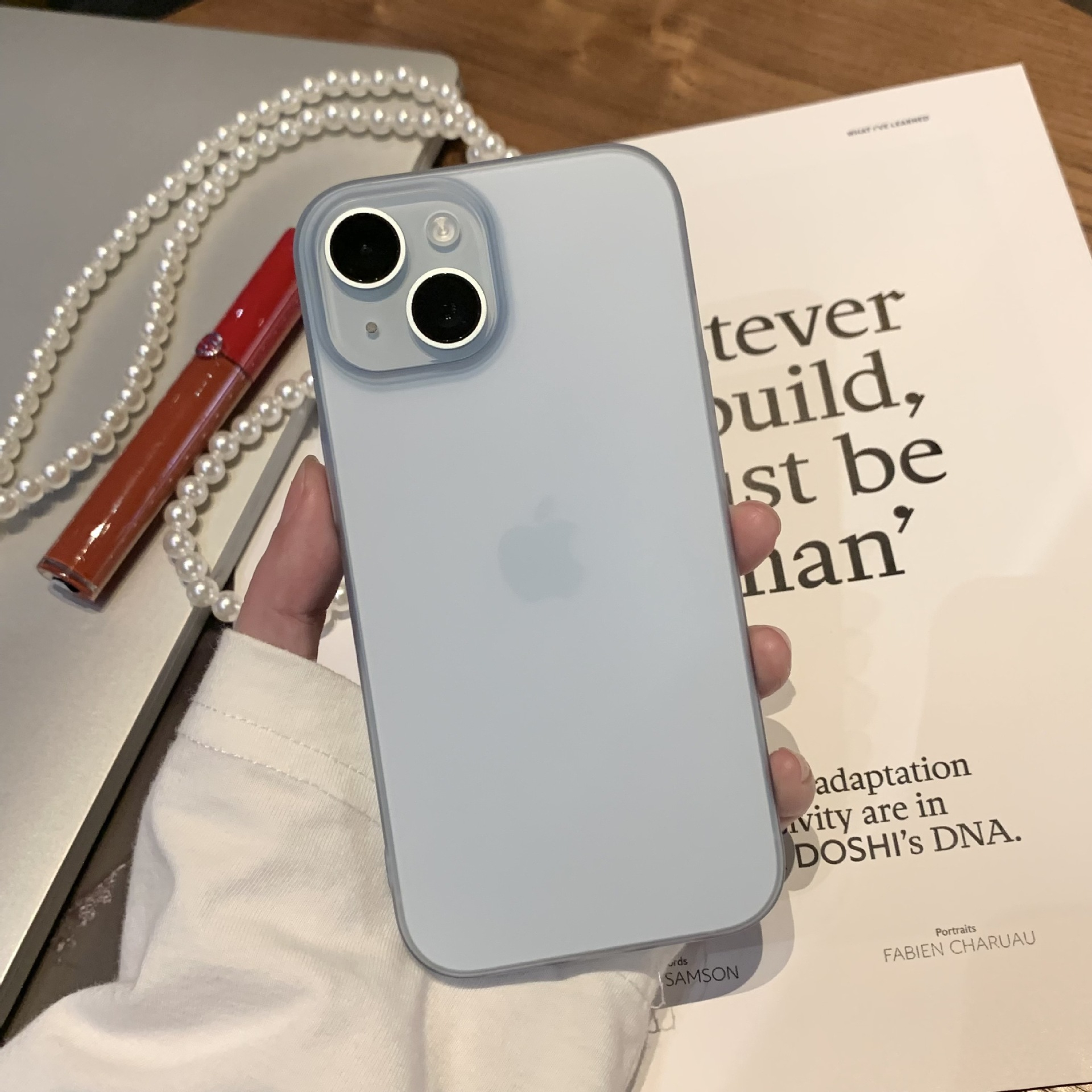 iPhone 16 Gummi Case Hülle Ultra Thin - Blau / Transparent (Matt)