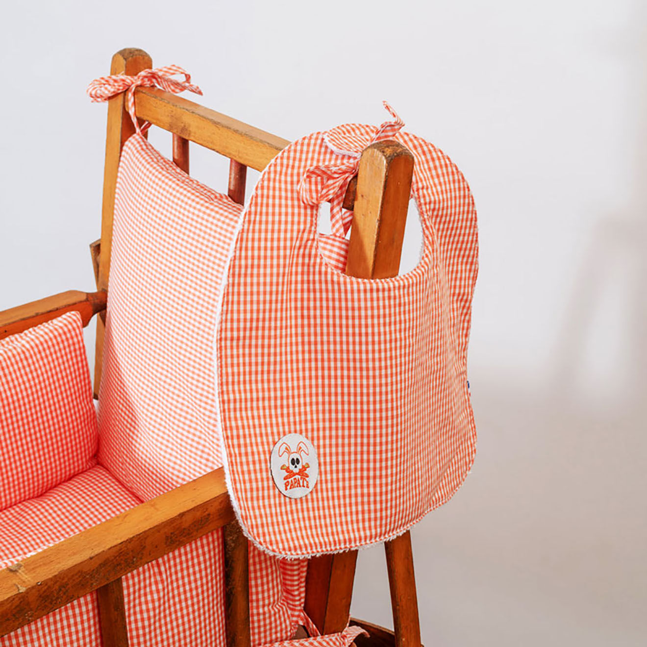 Papate Bavoir en Coton Bio vichy - 20x25 cm