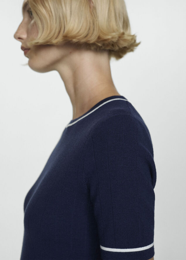 MANGO Short dress with contrasting ends Navy
