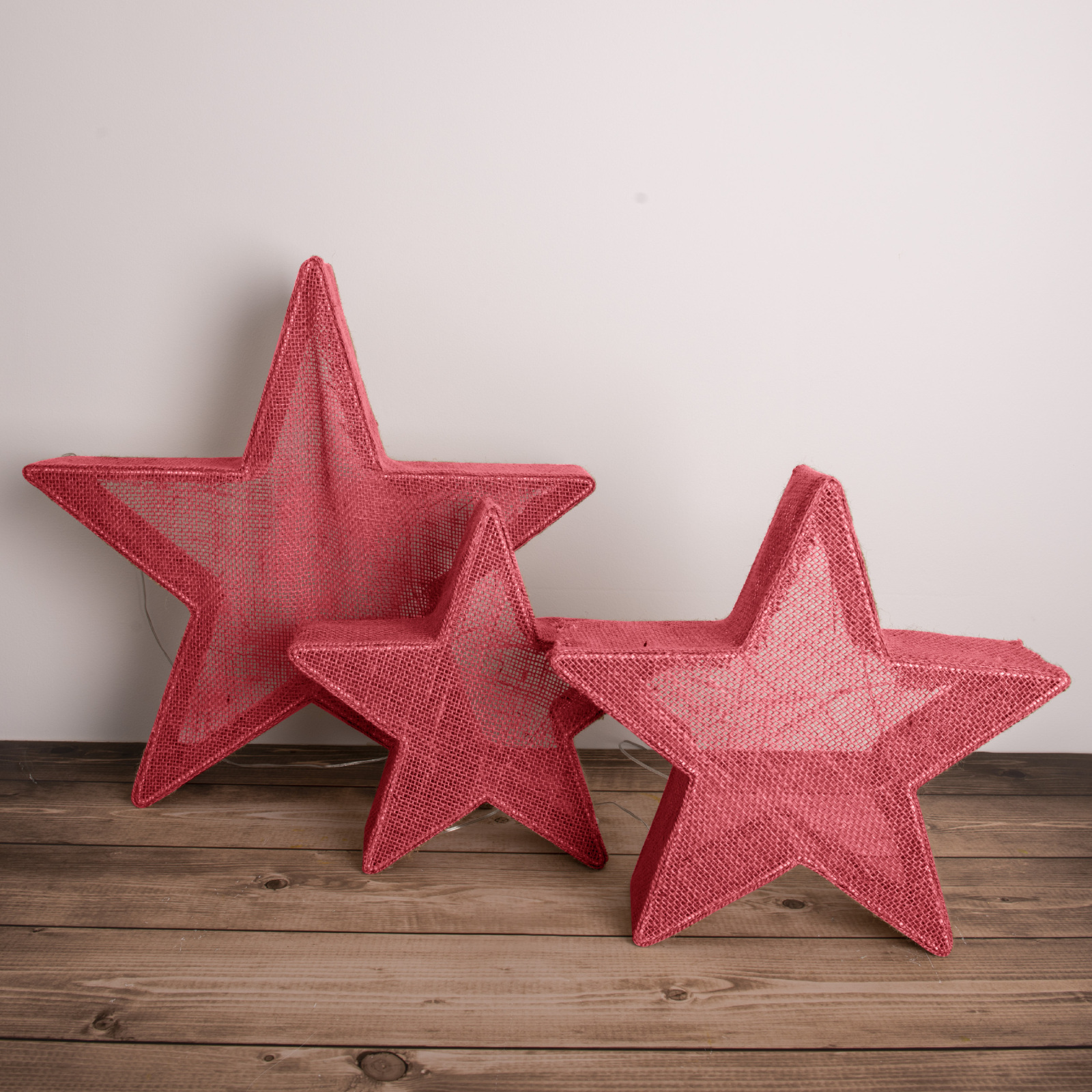 3er-Set-LED-Weihnachtssterne - rot
