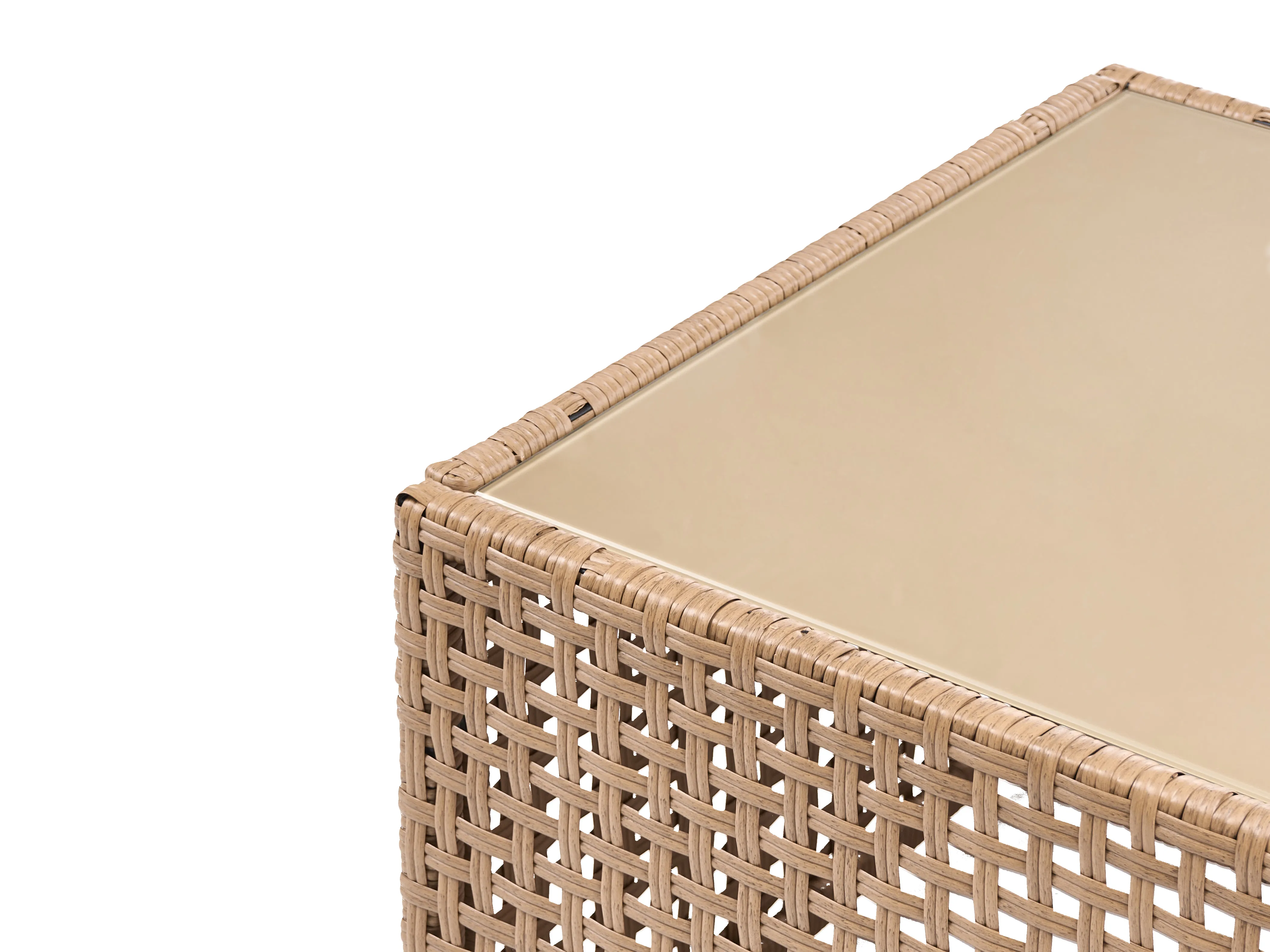 Tuinbank met tafel 4-zits OMEGANA modulair PE rotan Lichtbeige