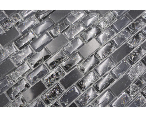 Glasmozaïek met natuursteen XIC B1128 zwart 30x28,5 cm