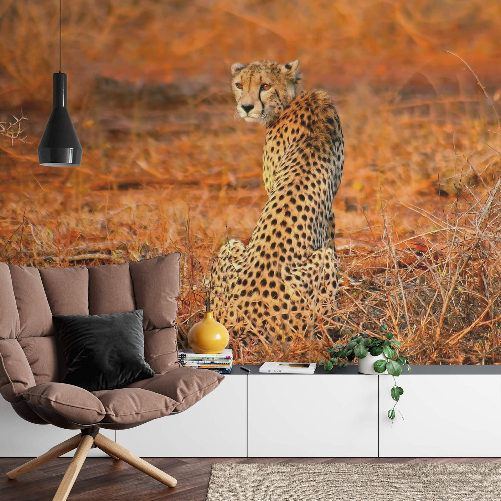 Fototapete DESIGNWALLS 2.0 - gelb-orange - Leopard - 2,6 Meter