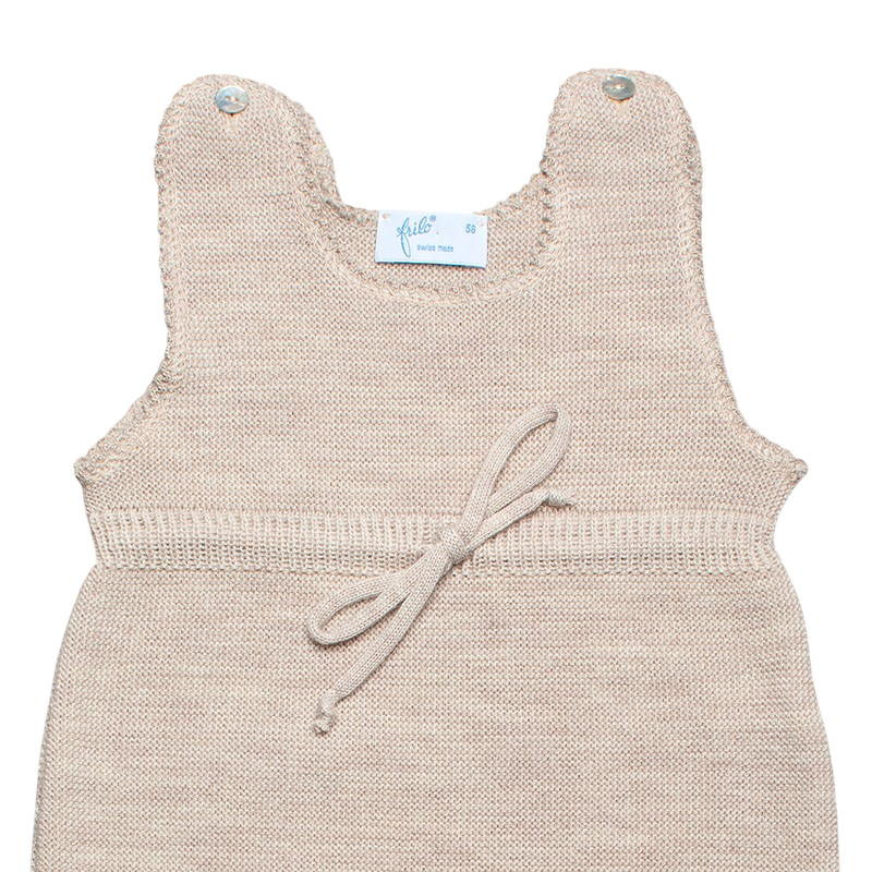 Strampler Merinowolle mit Fuss beige-mélange