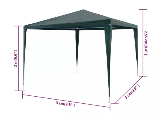 Tente de réception 3x3 m PE Vert