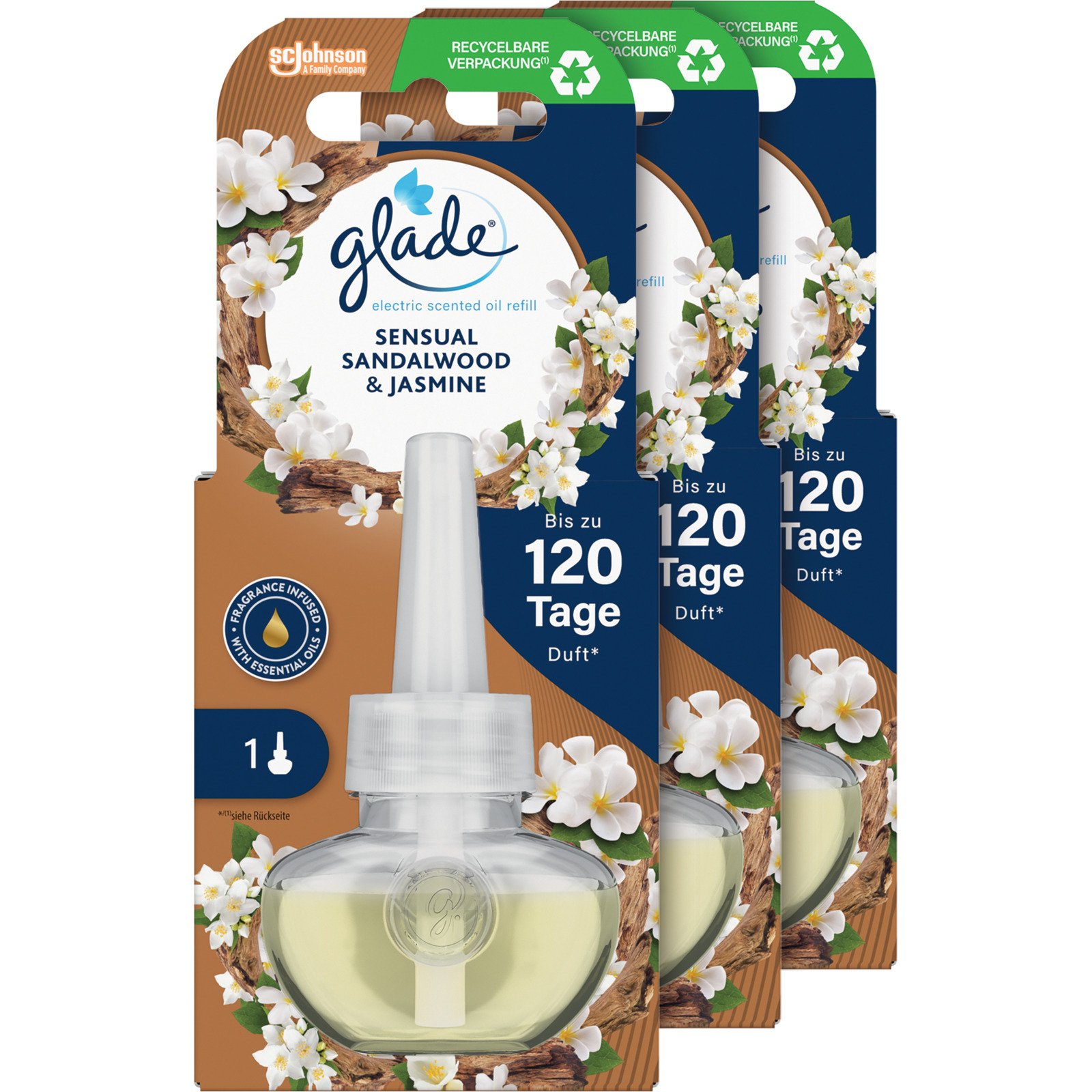 Glade Duftstecker Nachfüller Sensual Sandelwood & Jasmin 3 x 20 ml