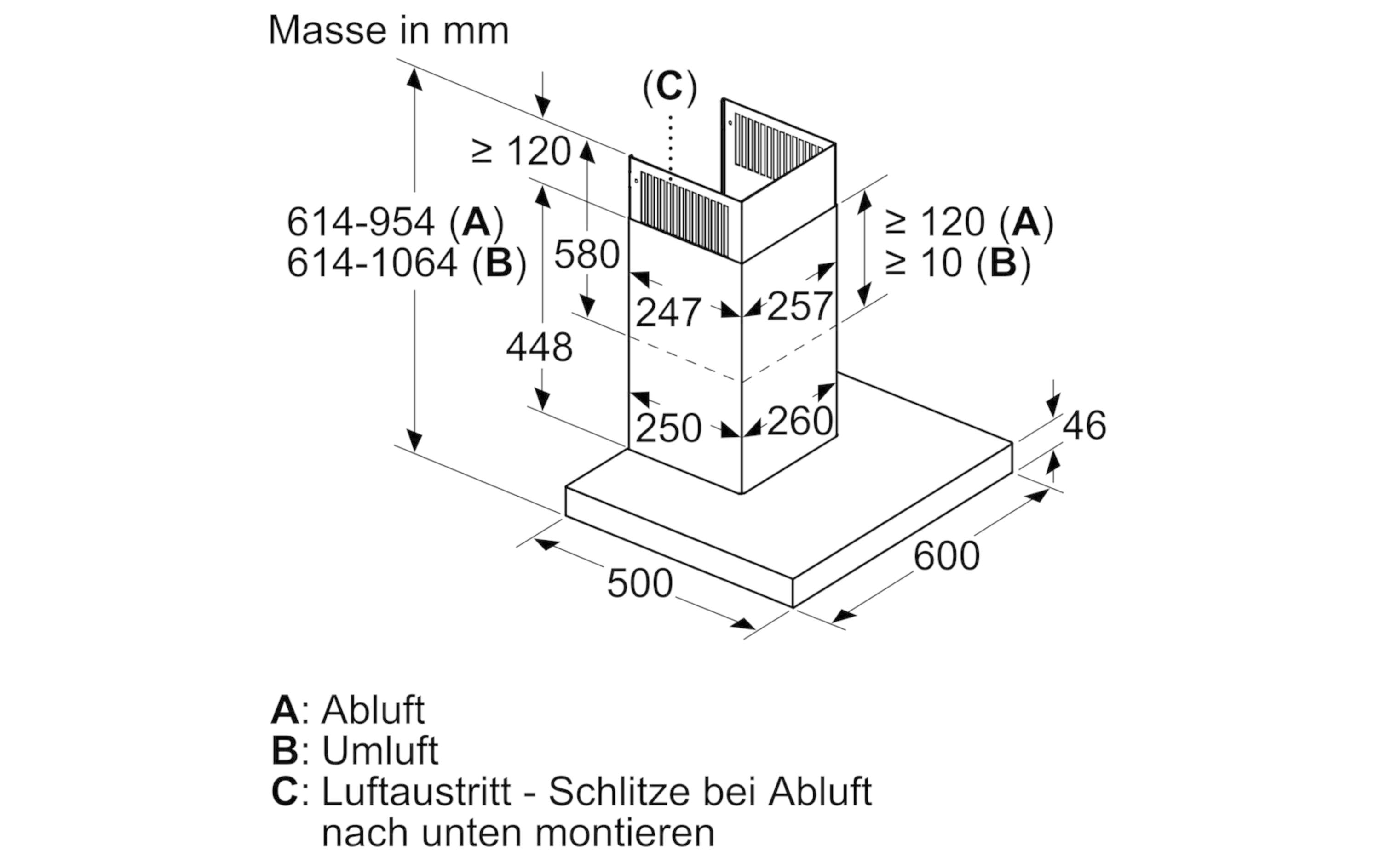 Wandhaube LC67BCP50 3+2 Intensiv Stufen<br>Effiziente Beseitigung von Fett, Geruch und Dampf aus der Küchenluft
