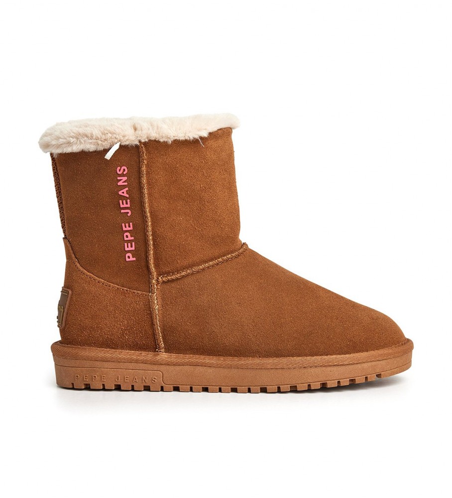 Botas de cano curto Pepe Jeans Diss Fresh em couro marrom