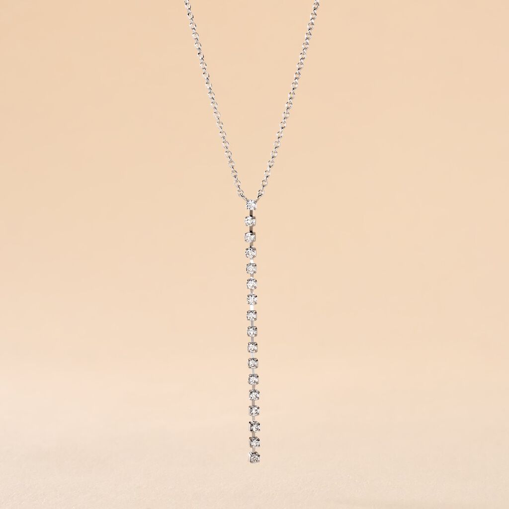 Collier Whitney Argent Blanc Oxyde De Zirconium