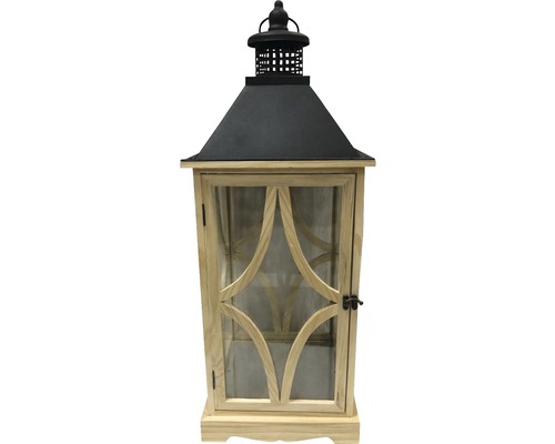 Lafiora houten lantaarn, 29 x 29 x 76 cm, zwart