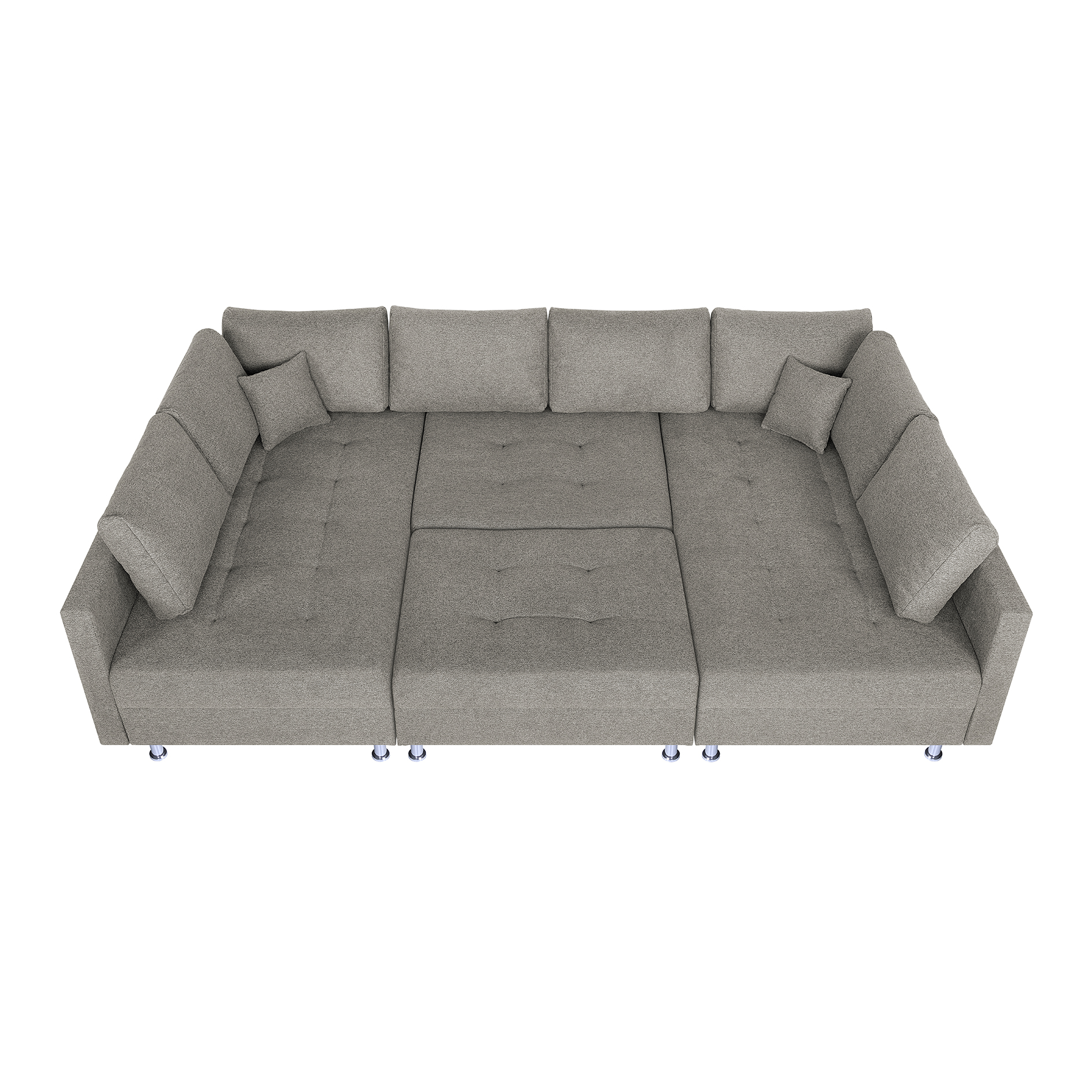 Wohnlandschaft - taupe - Strukturgewebe - Federkern