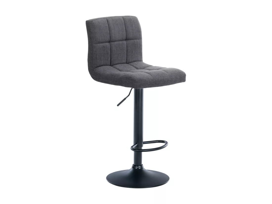 Lot de 2 Tabouret de bar - Tissu & Métal noir mat - Gris clair - Calma
