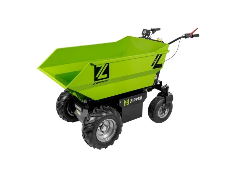 Zipper ZI-ED500, Motoriseret trillebør, 4 hjul, Sort, Grøn, 236 L, 500 kg, 208 kg