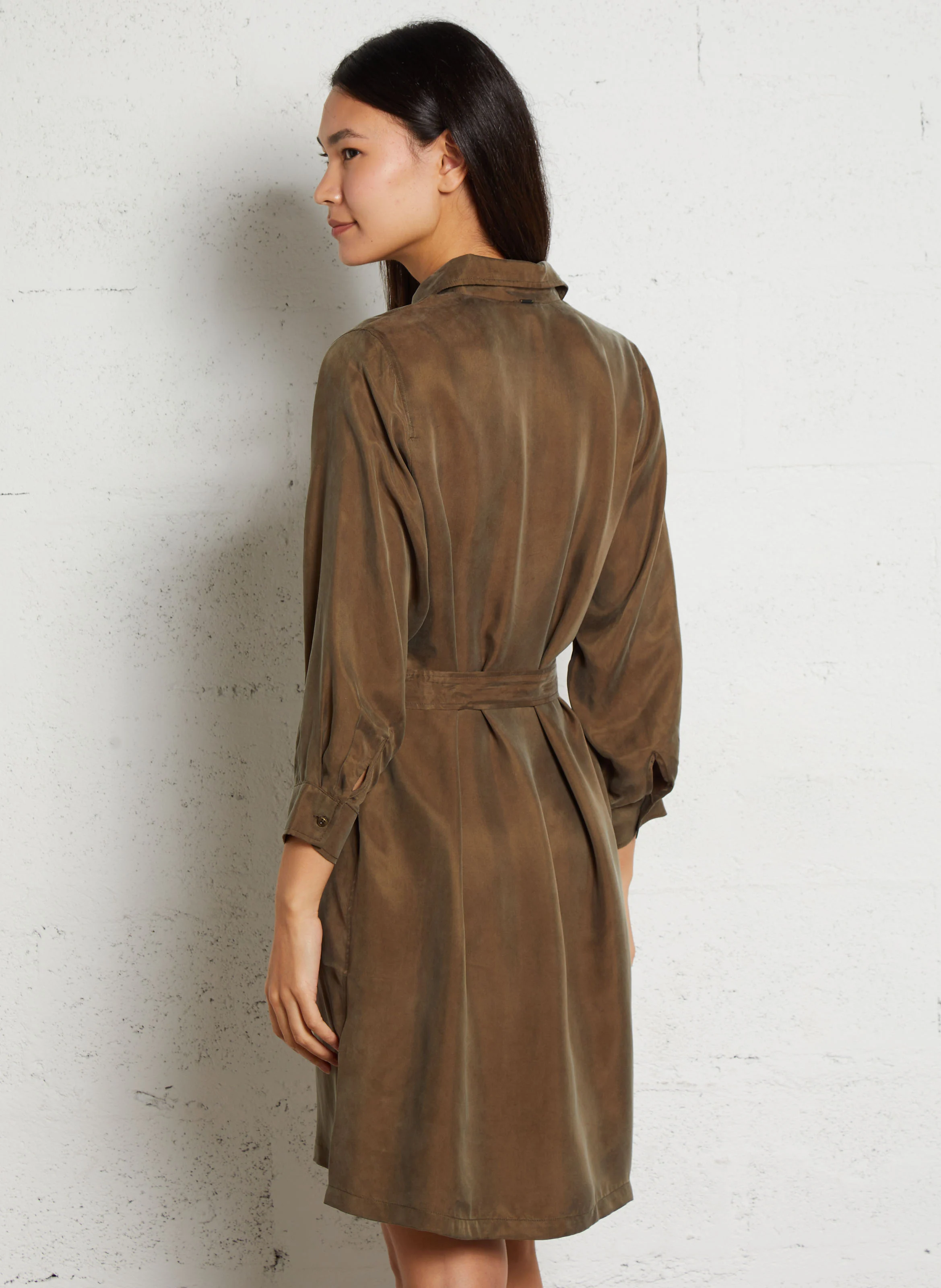 Robe chemise droite | Kaki