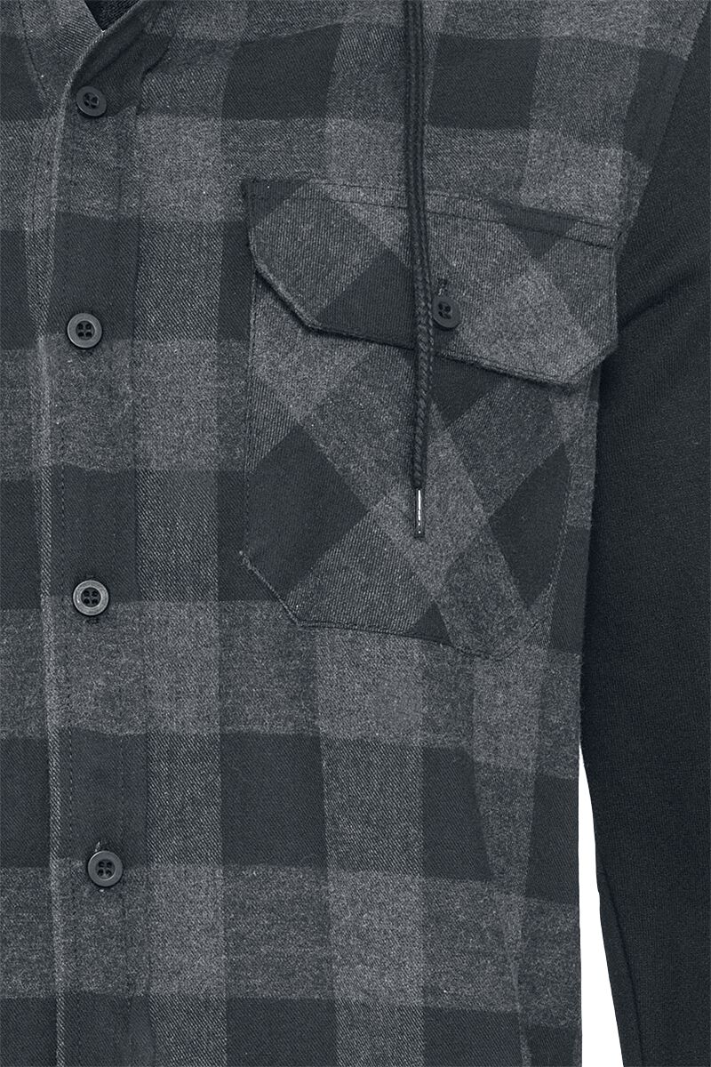 Hooded Checked Flanell Sweat Sleeve Shirt | Urban Classics Chemise en flanelle