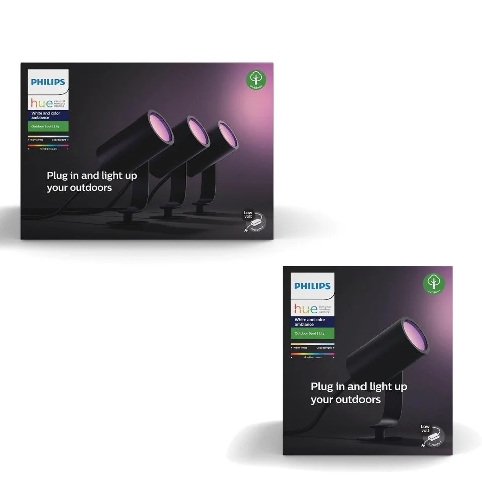 Philips Hue- 1x Lily Basekit & 1x Lily Spike Udendørs Spot - Bundle