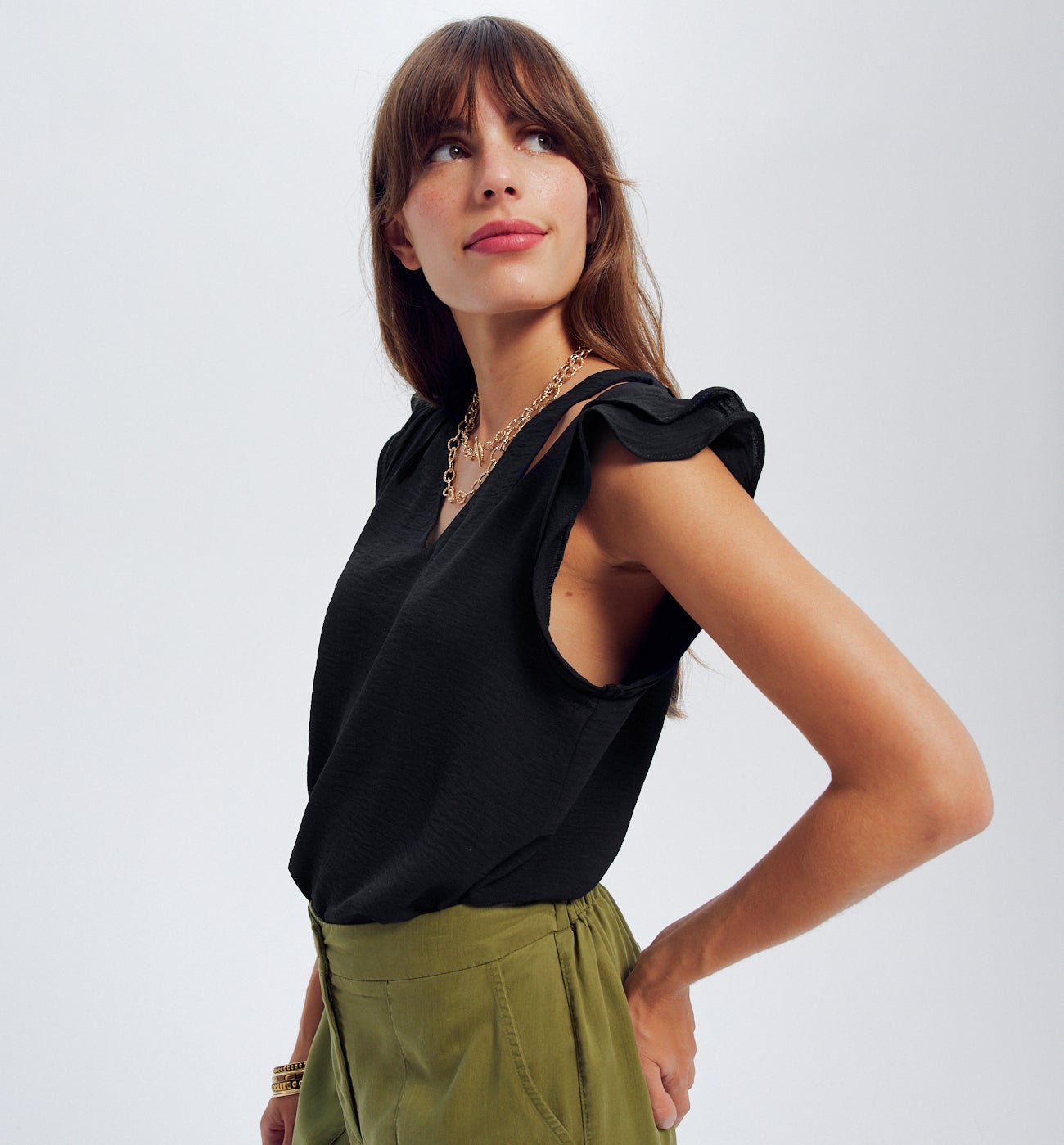 Top uni cut out Femme - Ecru