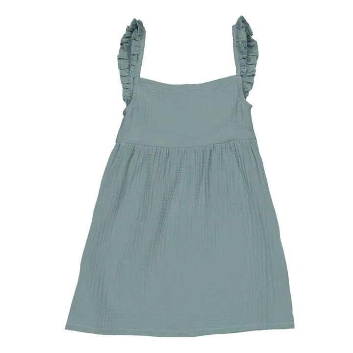 Petite Lucette Robe Coton Bio Lara | Bleu gris